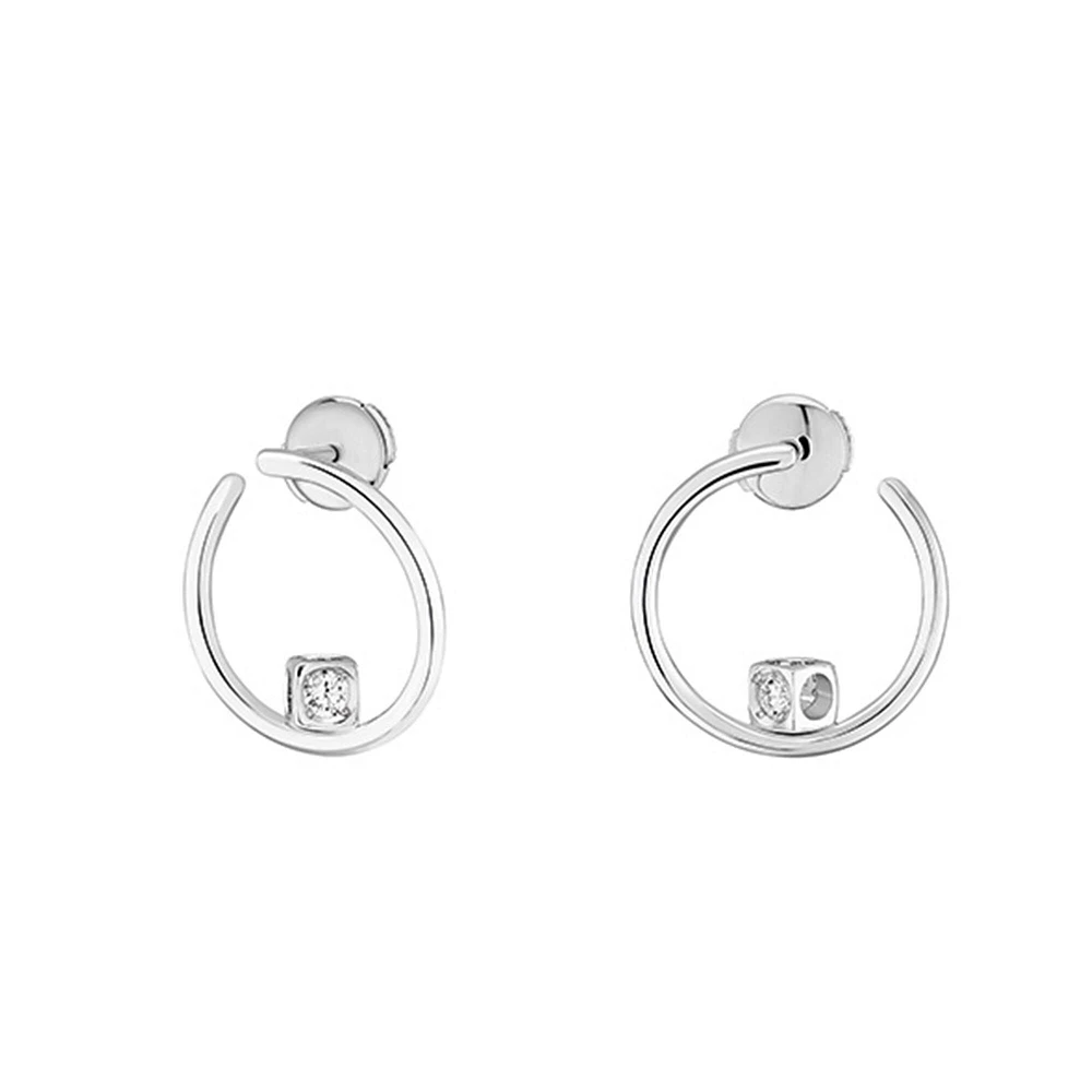 Le Cube Diamant White Gold and Diamond Hoop Earrings