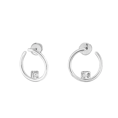 Le Cube Diamant White Gold and Diamond Hoop Earrings