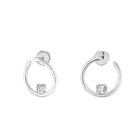 Le Cube Diamant White Gold and Diamond Hoop Earrings