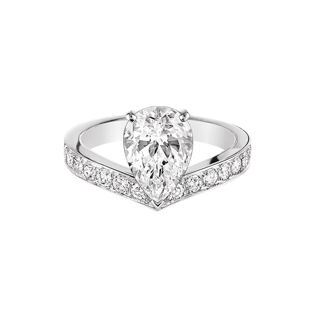 Joséphine Aigrette Platinum Diamond Pavé Solitaire From 2 Carats