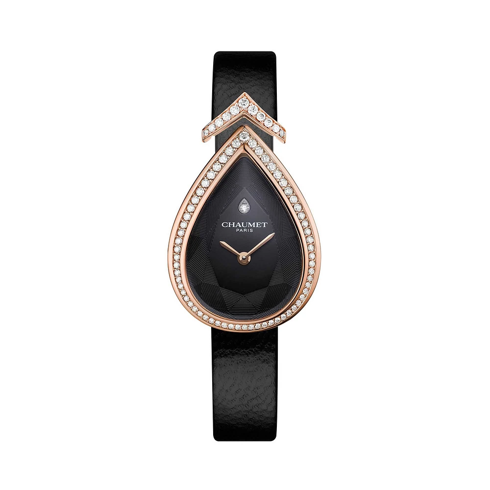 Joséphine Aigrette Quartz 27 X 20 mm Rose Gold & Diamond