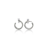 Galaxy Small Silver and White Sapphire Hoop Earrings