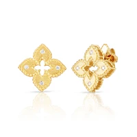 Venetian Princess Yellow Gold and Diamond Stud Earrings