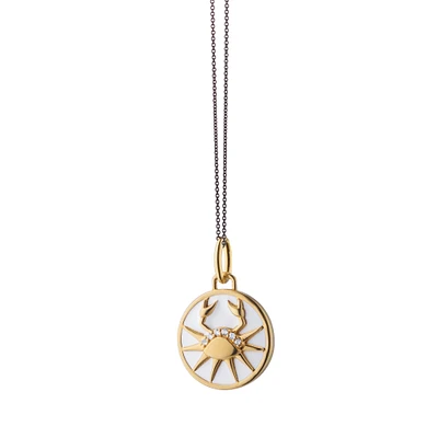 Zodiac x Colour Charms Yellow Gold Vermeil, Enamel and White Sapphire Cancer Pendant