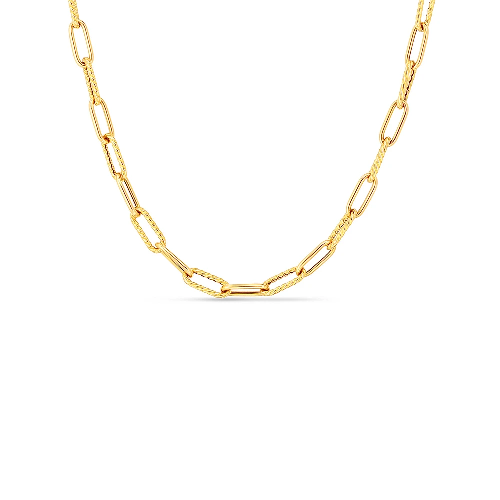 Classic Gold Yellow Gold Paper Clip Twist Chain Necklace-22"