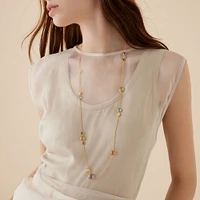 Jaipur Colour Yellow Gold and Semi-Precious Gemstone Sautoir Necklace
