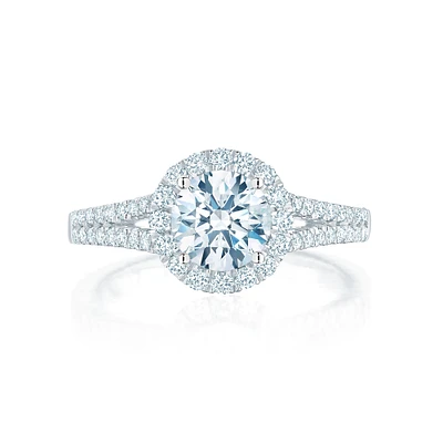 Halo Split Shank Diamond Engagement Ring