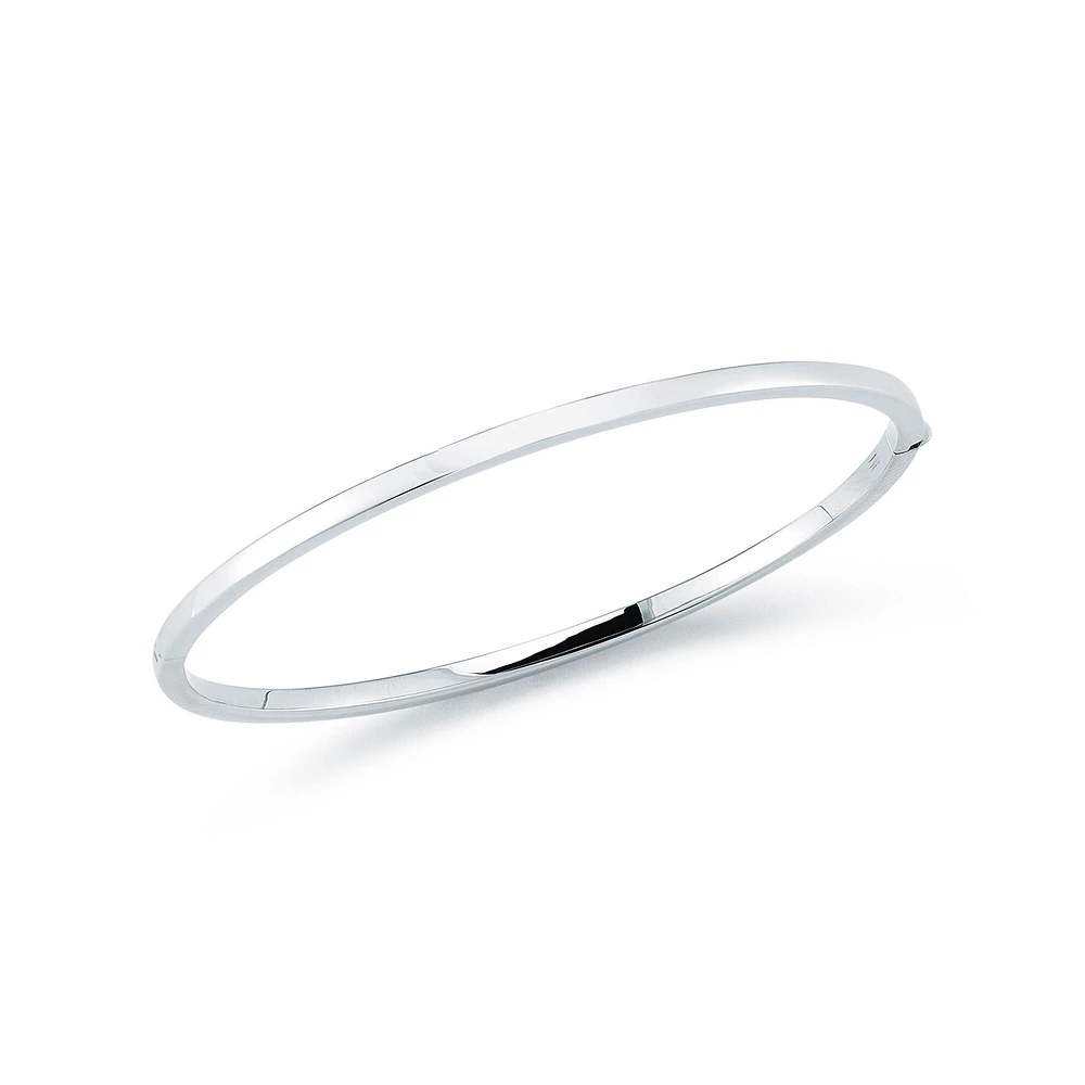 Basic White Gold Oval Bangle