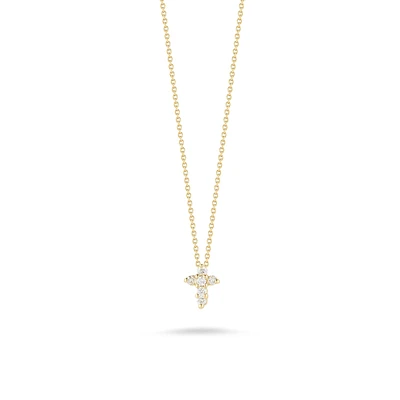 Tiny Treasure Small Yellow Gold and Diamond Cross Pendant Necklace