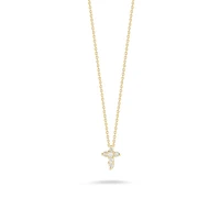 Tiny Treasure Small Yellow Gold and Diamond Cross Pendant Necklace