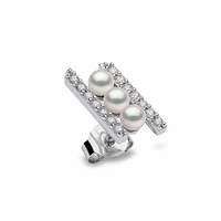 Sleek Gold Pearl and Diamond Earrings