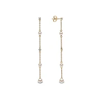 Trend Yellow Gold Pearl and Diamond Earrings