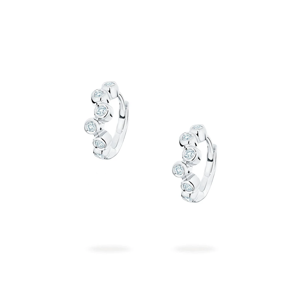 Diamond Splash Huggie Earrings, White Gold