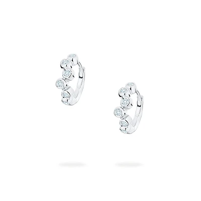 Diamond Splash Huggie Earrings, White Gold