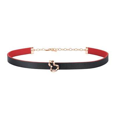 Wulu 18 Small Rose Gold and Leather Choker