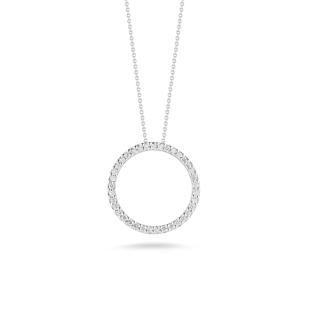 Tiny Treasures Circle of Life 17MM White Gold Diamond Necklace