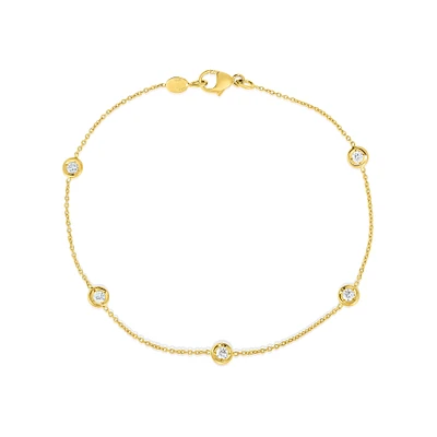 Diamonds by the Inch Yellow Gold 5-Row Station Diamond Bracelet