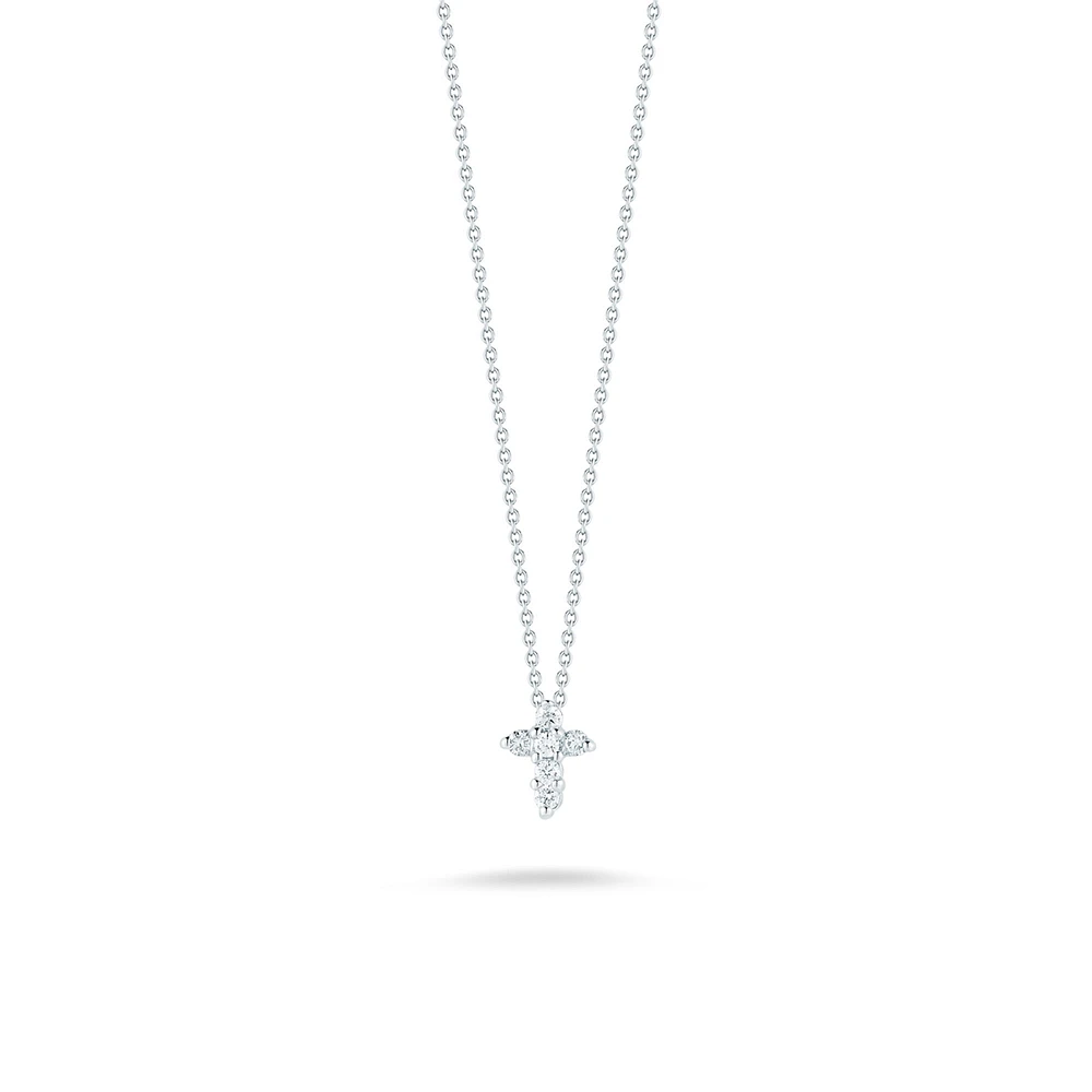 Tiny Treasures White Gold Diamond Baby Cross Necklace