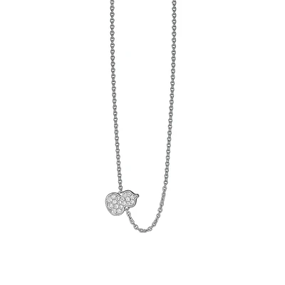 Wulu Petite White Gold Pendant with Diamond Pav