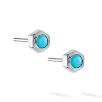 Turquoise and Silver Stud Earrings