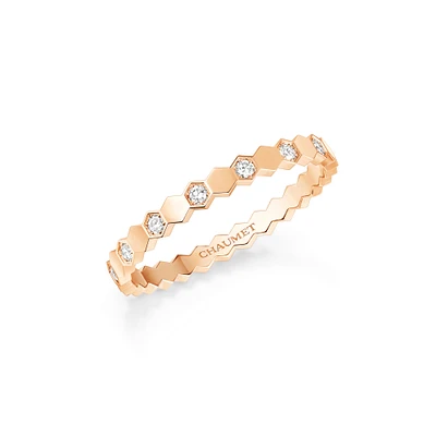 Bee My Love 2.5mm Rose Gold Diamond Half Pavé Ring