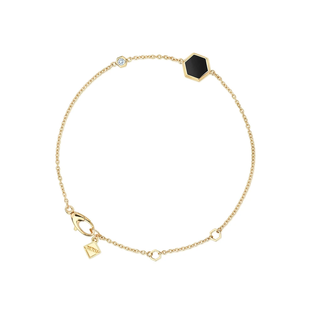 Yellow Gold Onyx and Diamond Bracelet