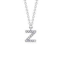 Initials White Gold and Diamond Pavé Letter Z Necklace