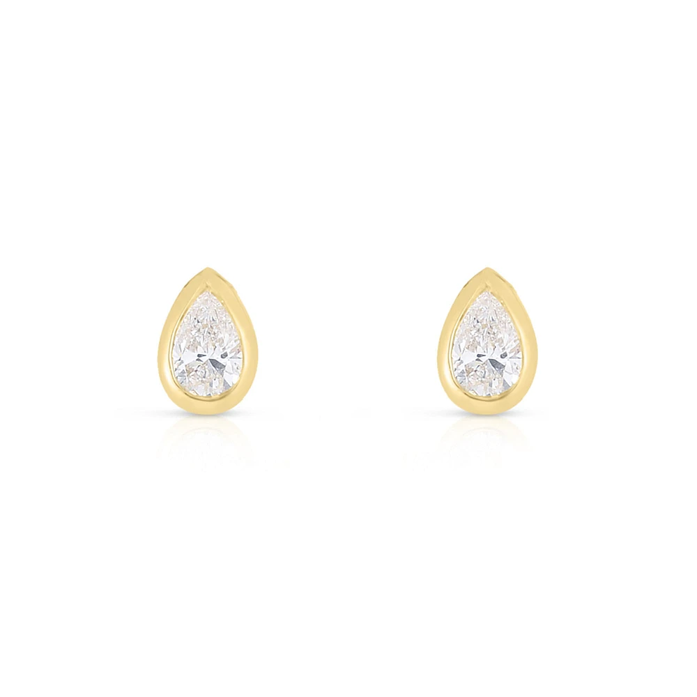 Diamonds By The Inch Yellow Gold and Diamond Pear Cut Earrings