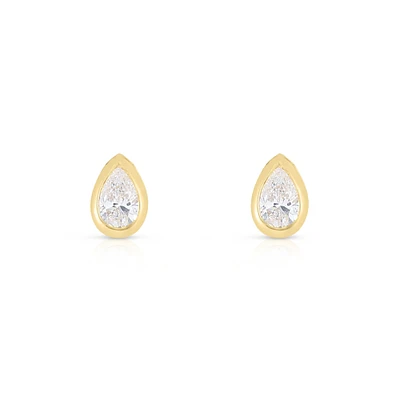 Diamonds By The Inch Yellow Gold and Diamond Pear Cut Earrings