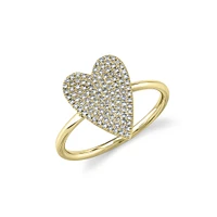 Kate Yellow Gold and Diamond Pavé Heart Ring