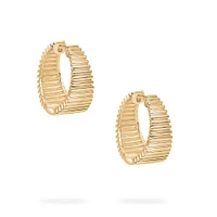 Yellow Gold Pleated Tapered Hoops