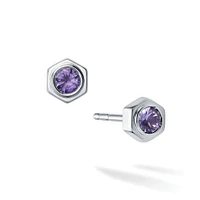 Amethyst and Silver Stud Earrings