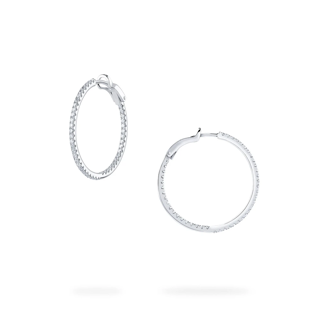 Diamond Hoop Earrings, Medium