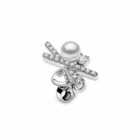 SleekWhite Gold Pearl and Diamond Earrings