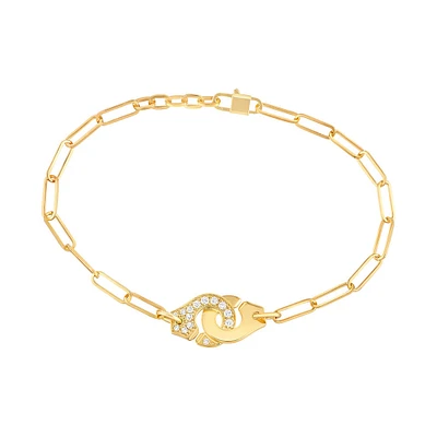 Menottes R10 Yellow Gold and Diamond Pavé Bracelet