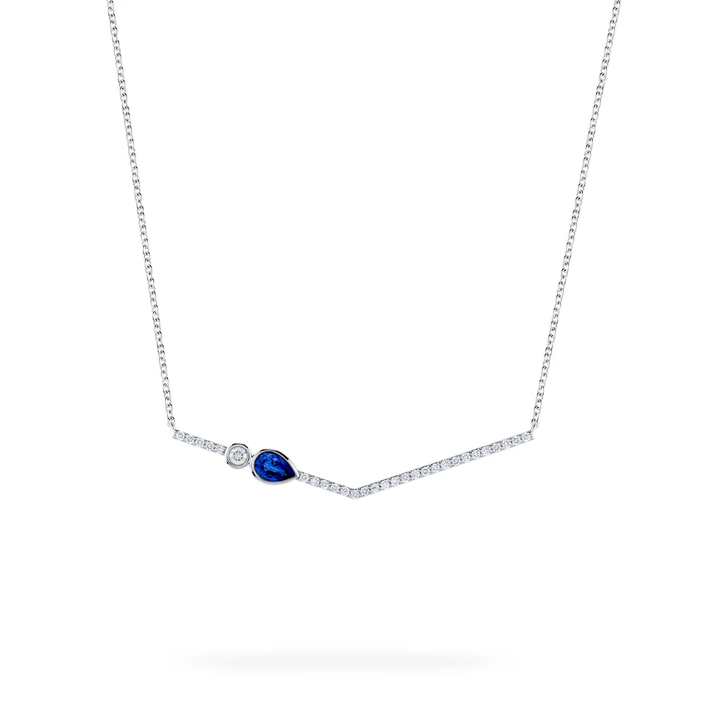 Sapphire and Diamond Chevron Necklace