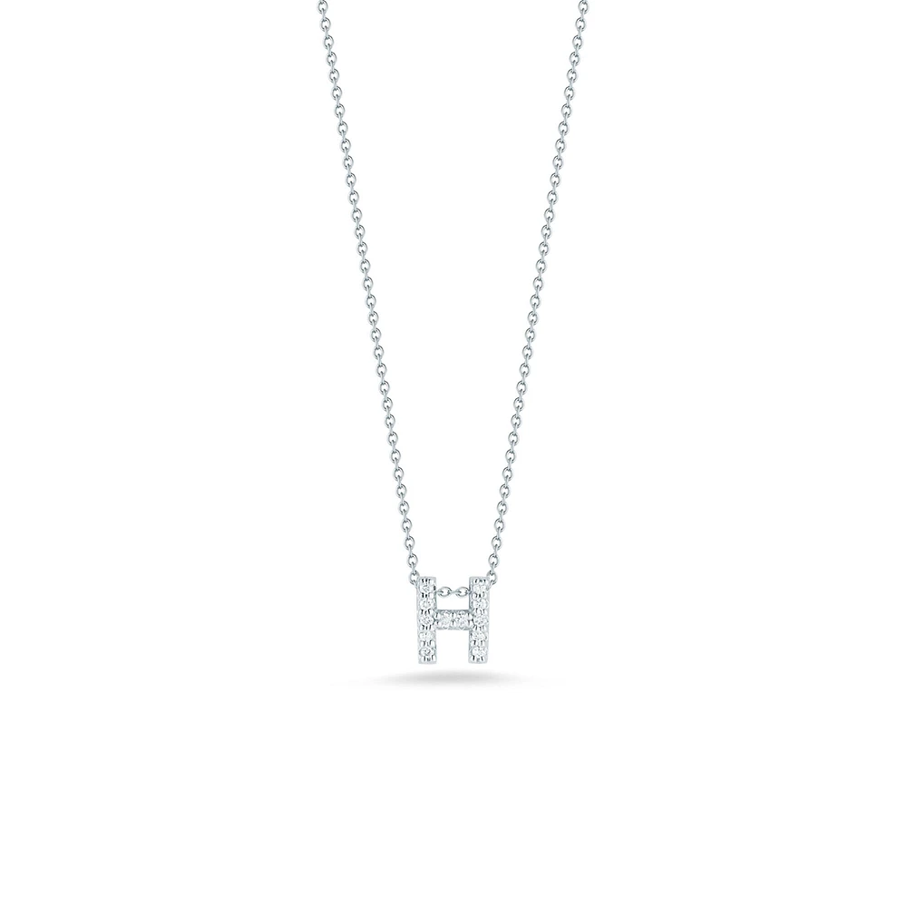 Tiny Treasures Love Letter H White Gold and Diamond Pendant