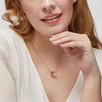 Malachite Barrel Pendant, Yellow Gold