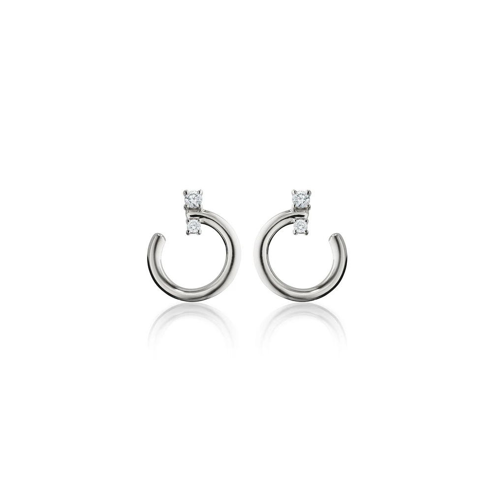 Galaxy Small Silver and White Sapphire Hoop Earrings