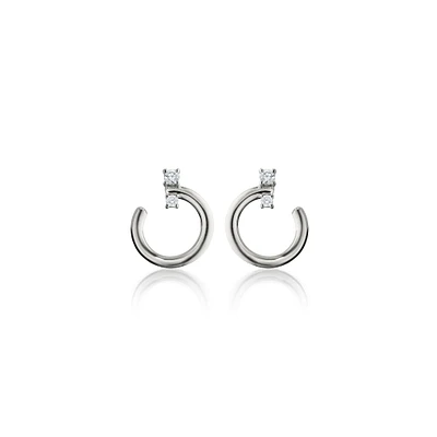 Galaxy Small Silver and White Sapphire Hoop Earrings