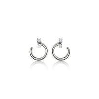 Galaxy Small Silver and White Sapphire Hoop Earrings