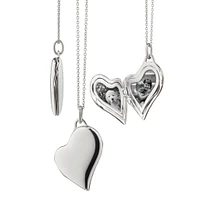 Slim Locket Silver Asymetrical Heart Pendant