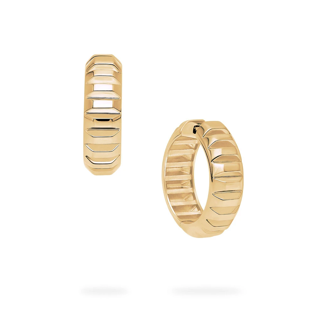 Yellow Gold Textured Hoops