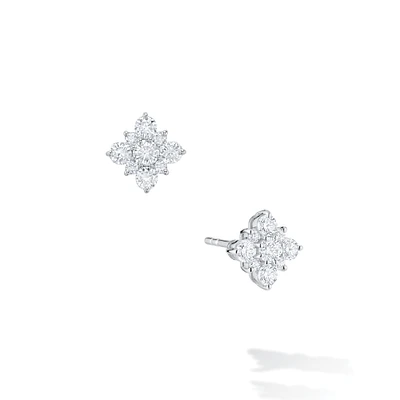 Diamond Square Cluster Stud Earrings, Small