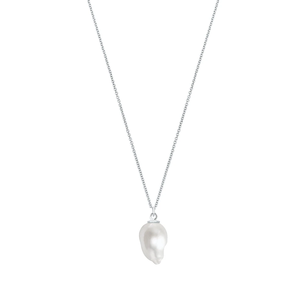 Large Freshwater Baroque Pearl And Silver Pendant