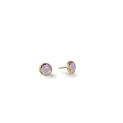 Jaipur Colour Yellow Gold and Amethyst Stud Earrings