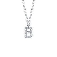 Initials White Gold and Diamond Pavé Letter B Necklace