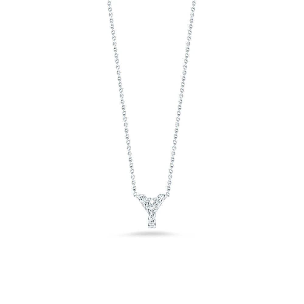 Tiny Treasures Love Letter Y White Gold and Diamond Pendant