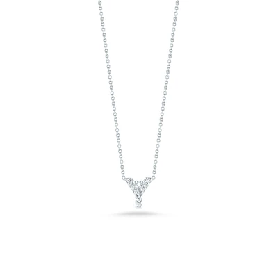 Tiny Treasures Love Letter Y White Gold and Diamond Pendant