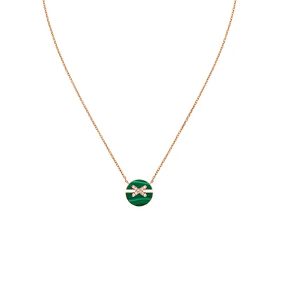 Jeux De Liens Harmony Rose Gold Malachite and Diamond Pendant